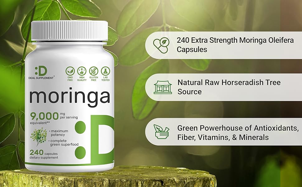 Moringa Pure 9000mg High-Potency Capsules